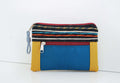 Bolsa de mão com bordados, tela amarelo e azul petróleo | Joana Candeias