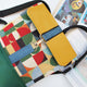 Mochila média padrão geométrico, topo amarelo mostarda, fundo verde | Joana Candeias