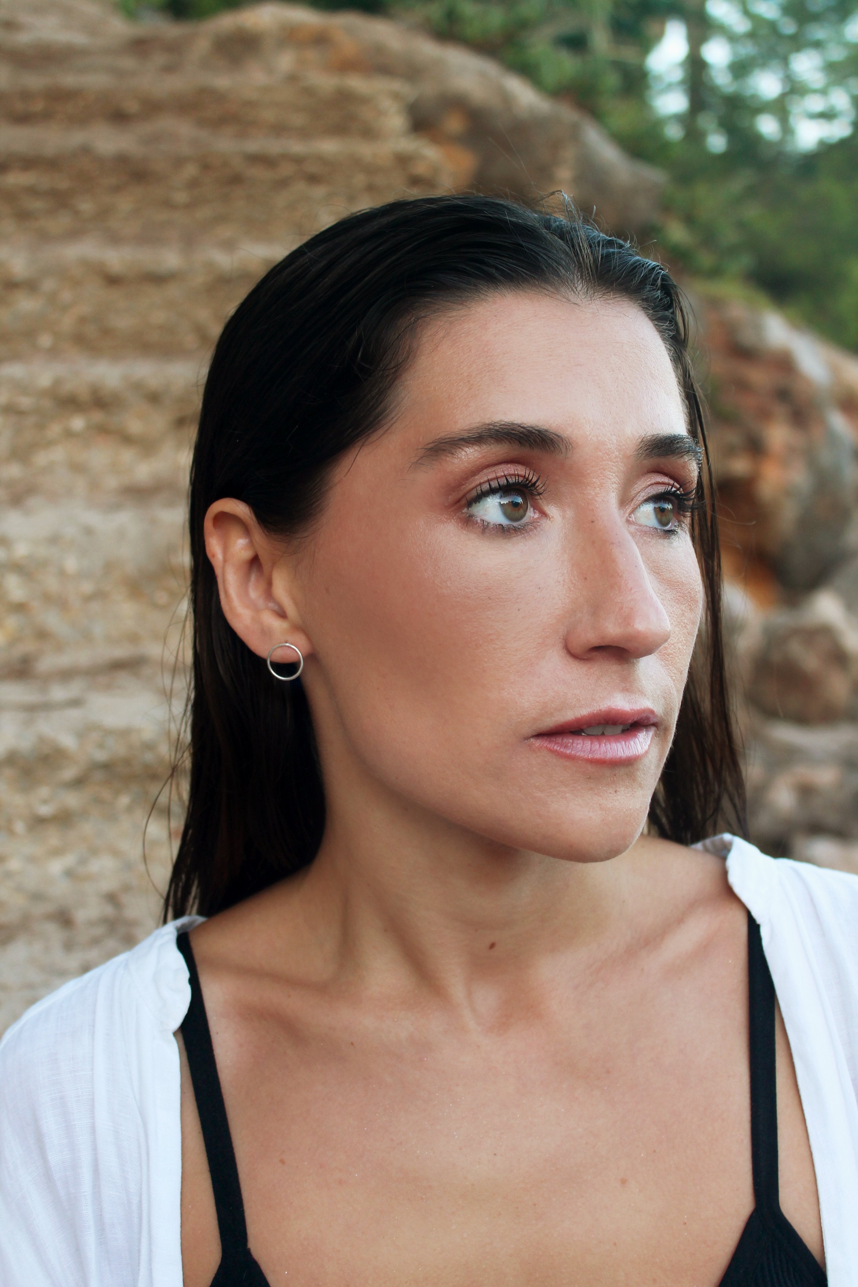 Brincos Leve Linear prateados | Eva Sal