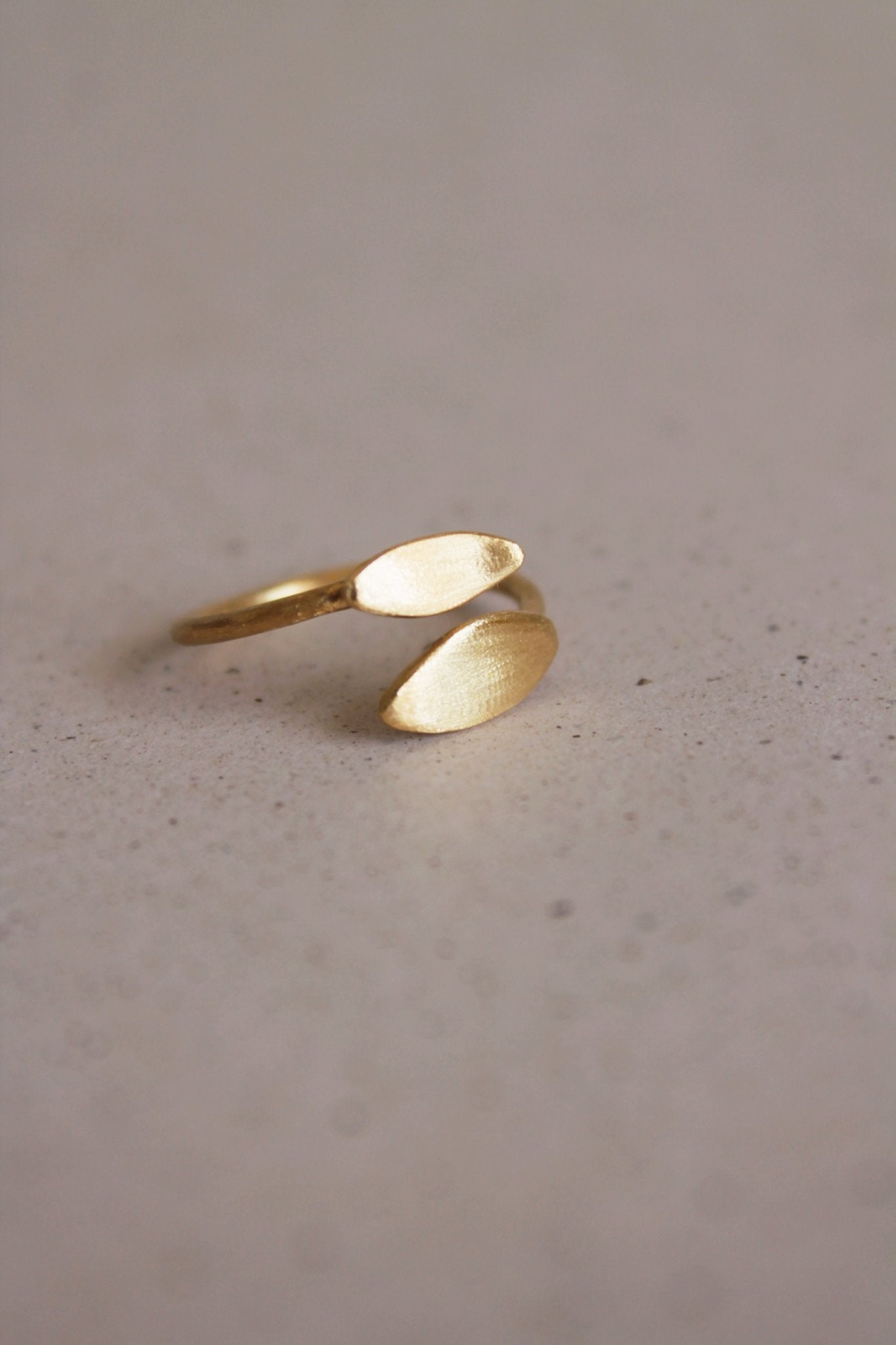 Anel Oliva Folha Dupla dourado | Eva Sal