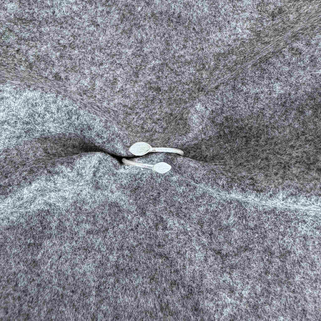 Anel Oliva Folha Dupla prateado | Eva Sal