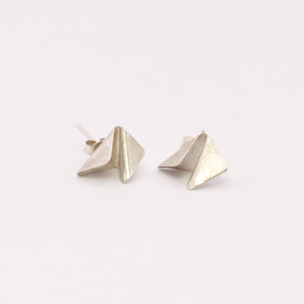 Brincos Origami pequeno prateados | JDS