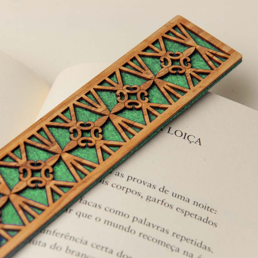 Marcador de Livros Platibandas Quatro Estradas jade | Oficina Poeta Azul