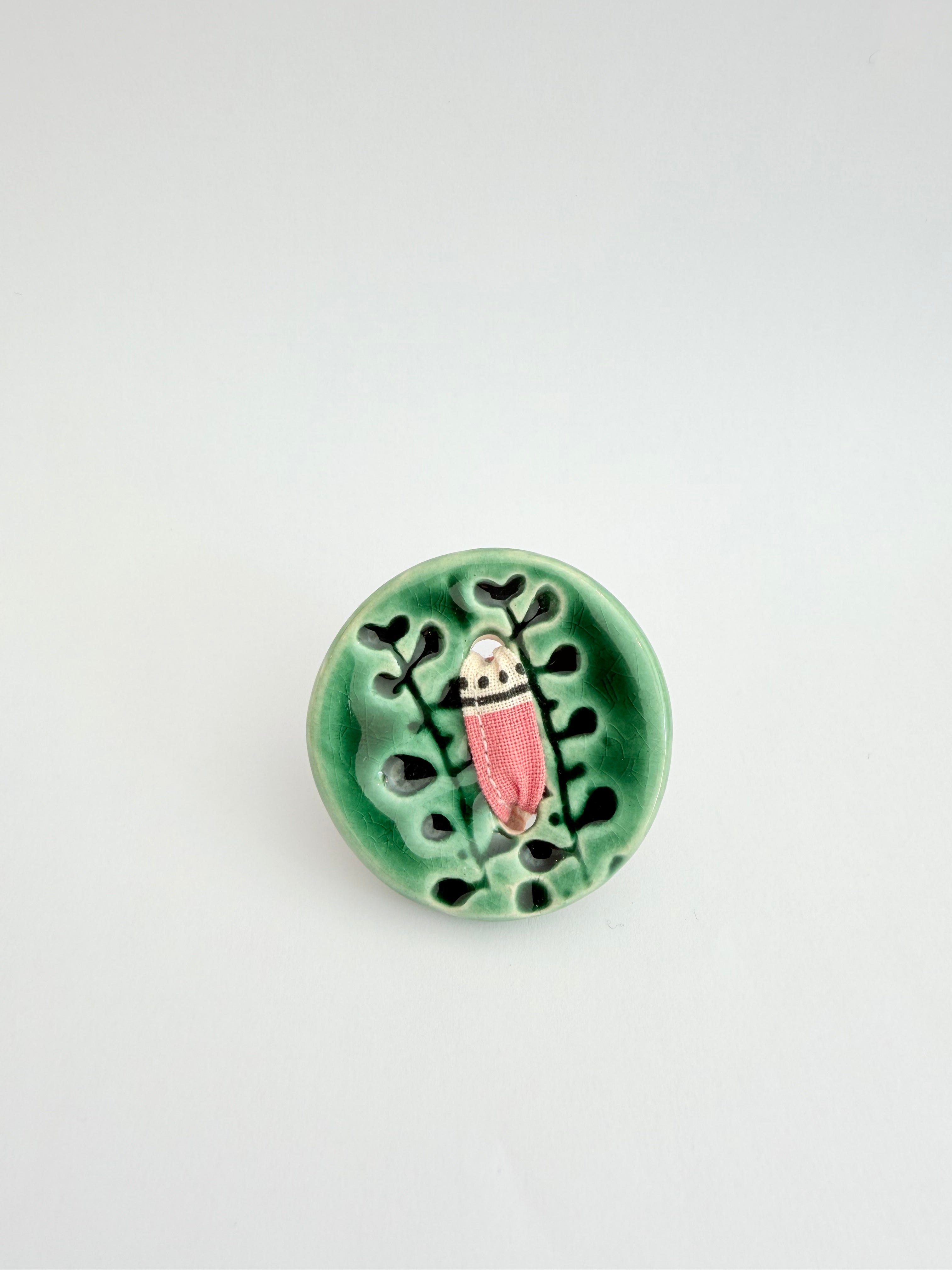 Pregadeira Botão verde | Pássaro de Seda