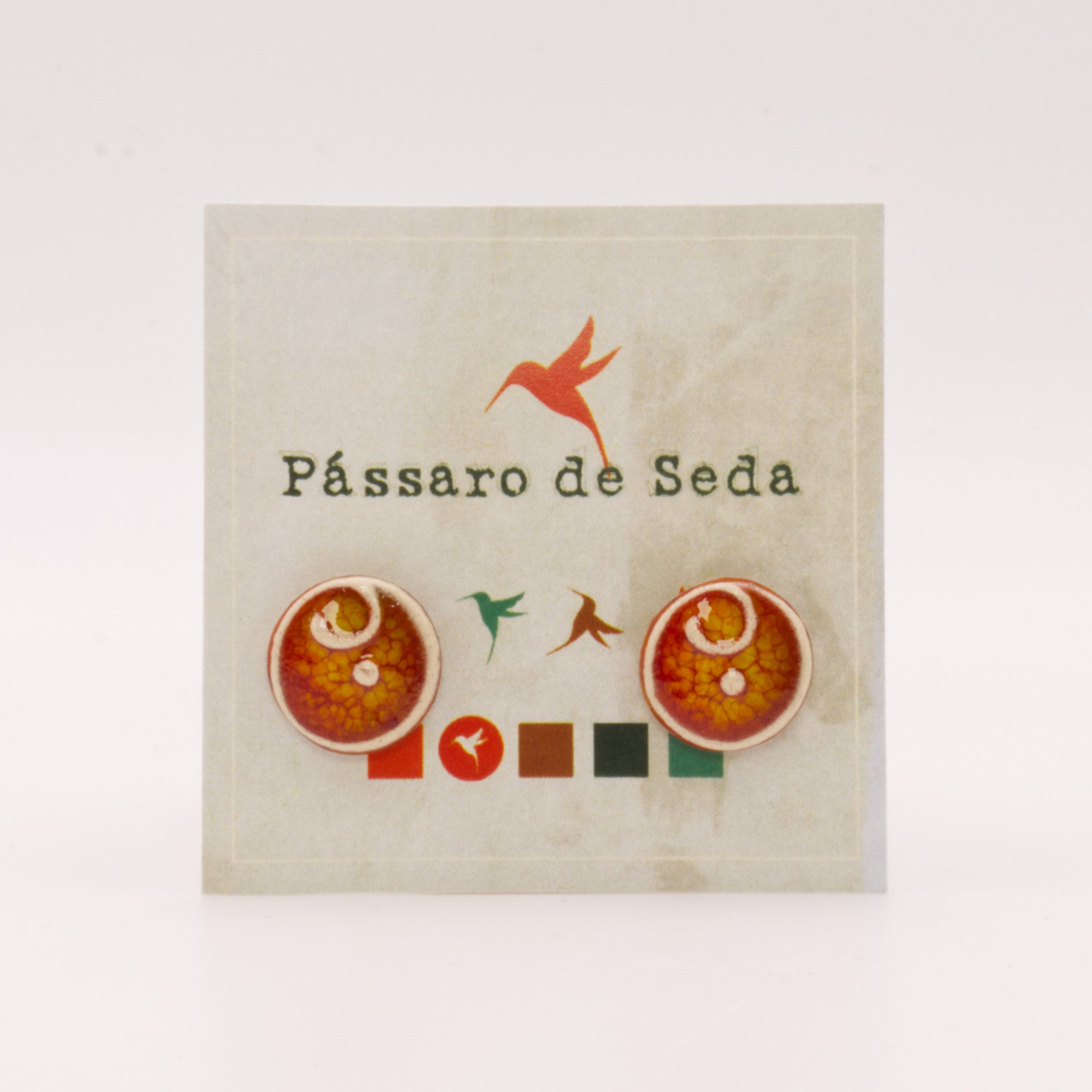 Brincos Botão 3 | Pássaro de Seda