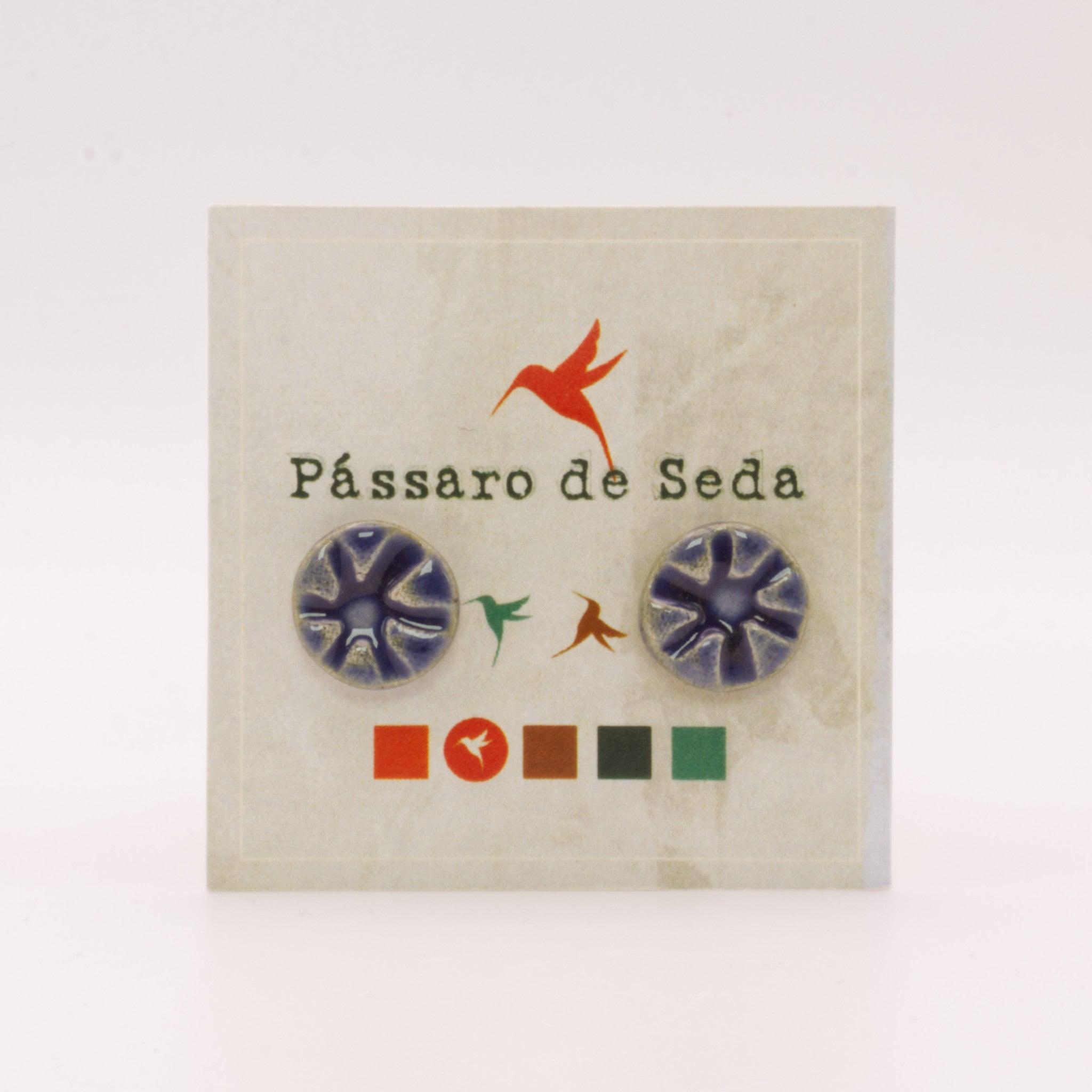 Brincos Botão 4 | Pássaro de Seda