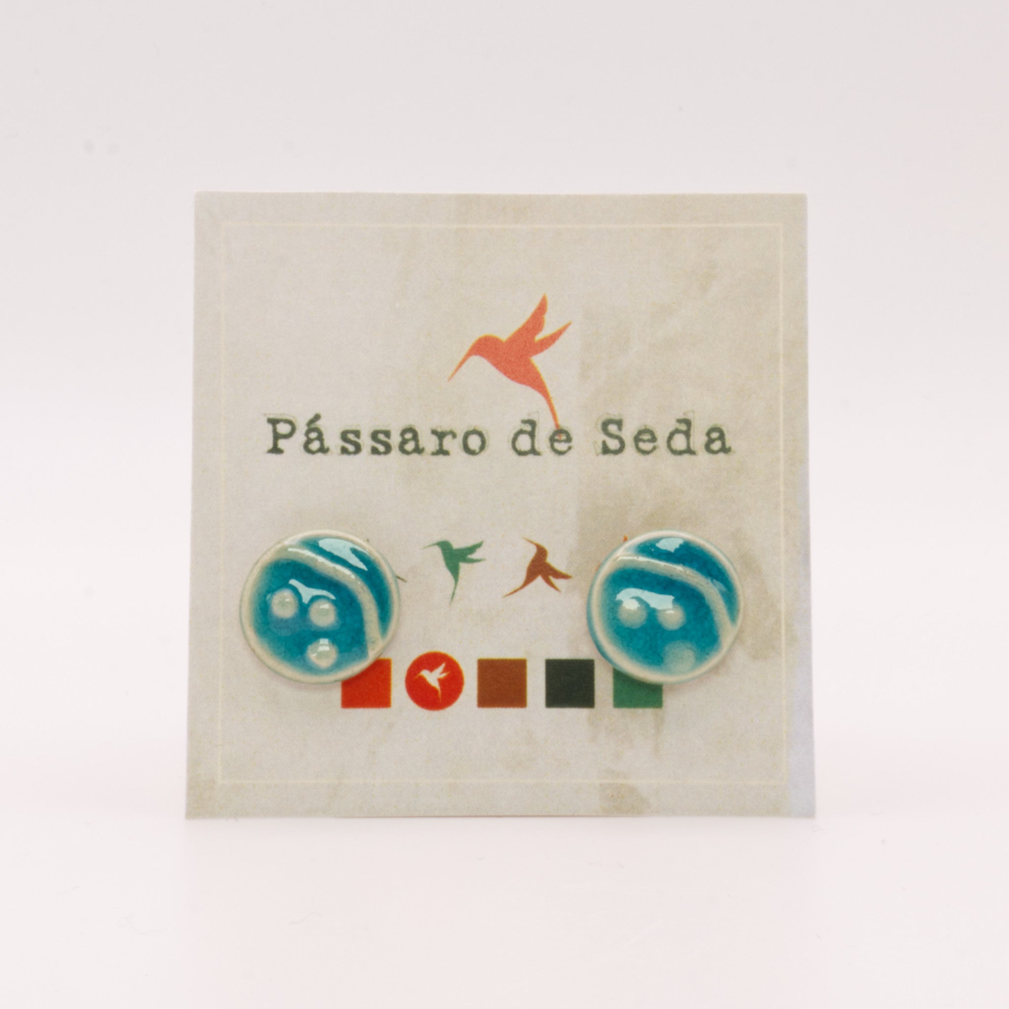 Brincos Botão 8 | Pássaro de Seda