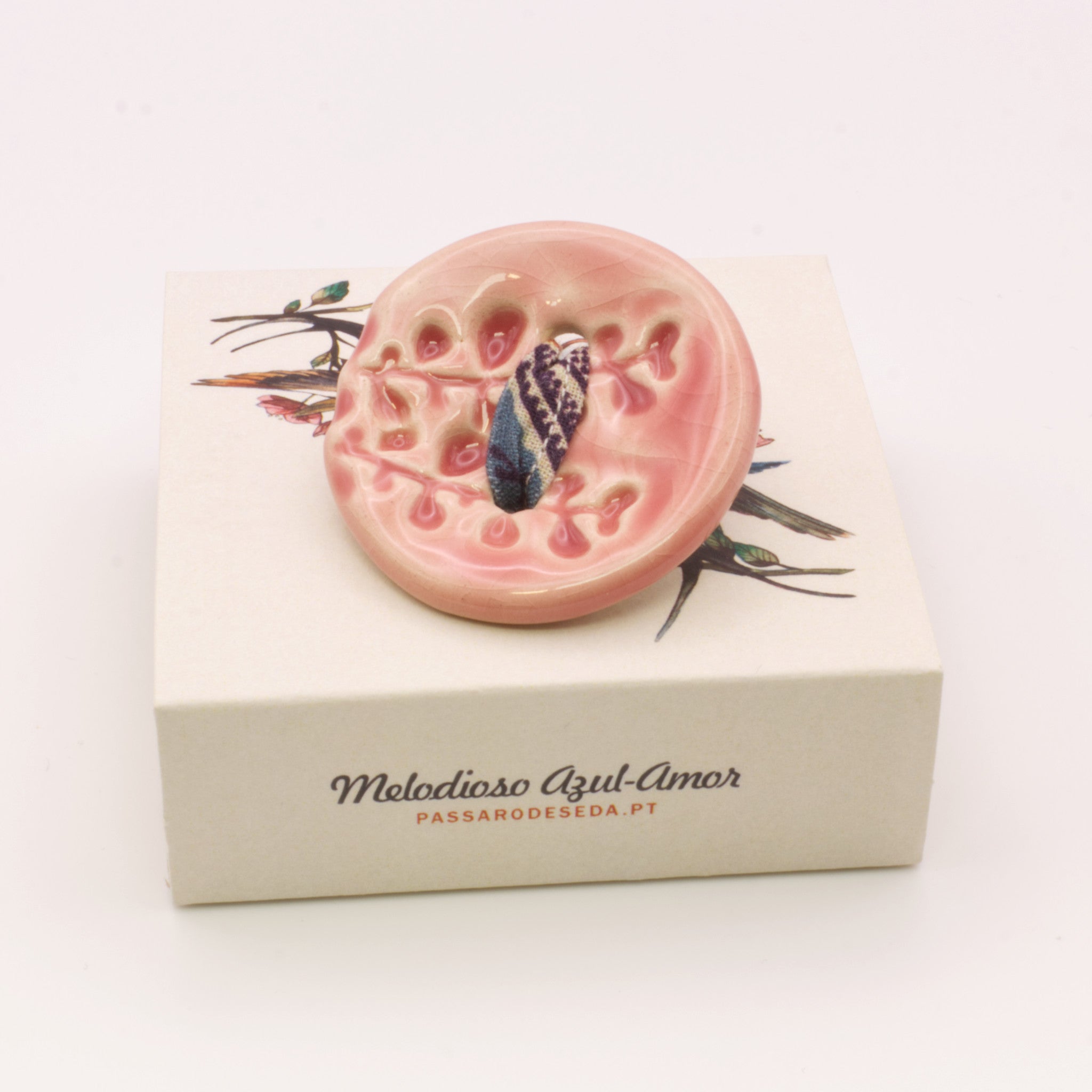 Pregadeira Botão rosa | Pássaro de Seda